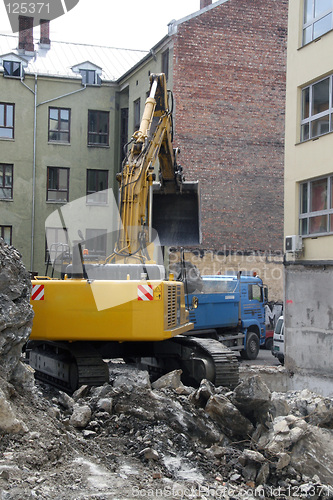 Image of Digger / excavator and truck