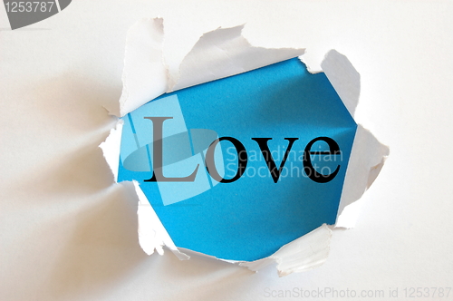 Image of love on blue