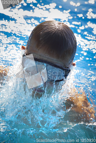 Image of Detail of young man swimming 