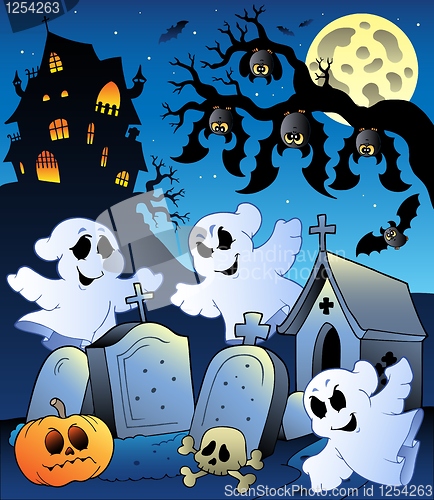 Image of Halloween scenery with cemetery 6