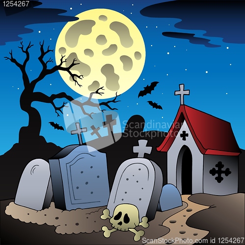 Image of Halloween scenery with cemetery 1