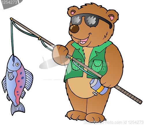 Image of Cartoon bear fisherman