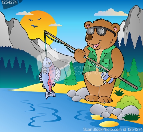 Image of Lake with cartoon fisherman 2