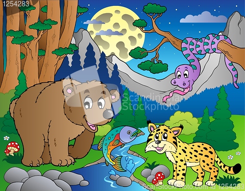 Image of Forest scene with happy animals 1