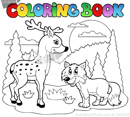 Image of Coloring book with happy animals 1