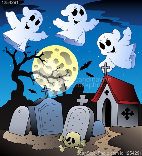 Image of Halloween scenery with cemetery 2