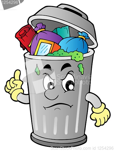 Image of Angry cartoon trash can