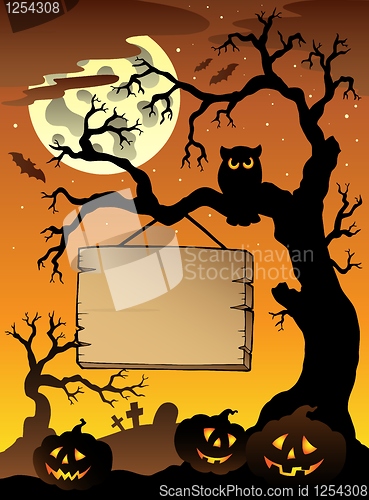 Image of Scene with Halloween tree 1