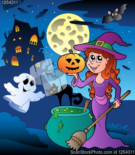 Image of Scene with Halloween mansion 8