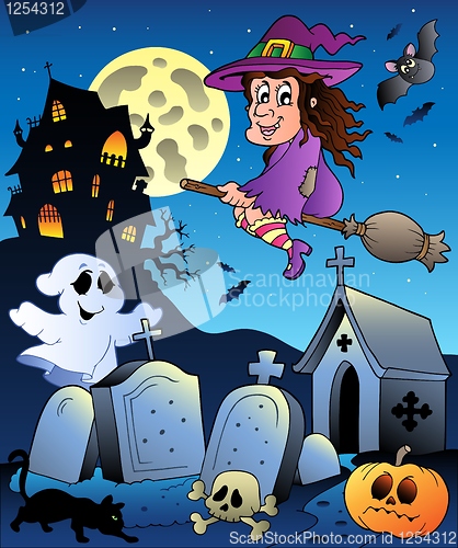 Image of Halloween scenery with cemetery 5