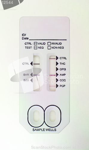 Image of Drug Abuse Panel, a 7 minute assay by urinalysis to detect drugs in the body.(macro,14MP camera)