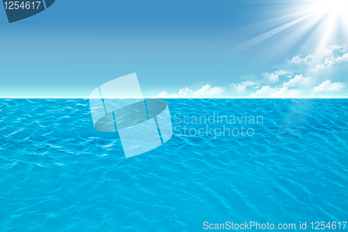 Image of Blue sky and ocean