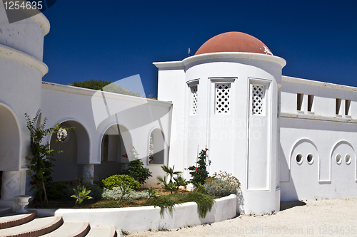 Image of Beautiful old and white building in Rhodes 