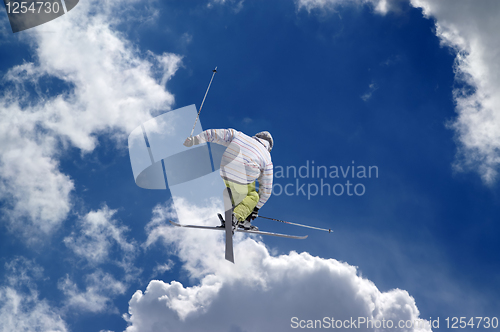 Image of Freestyle ski jumper with crossed skis