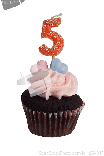 Image of Mini cupcake with number five candle