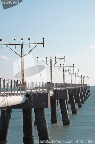 Image of airplane navigational lights on the sea