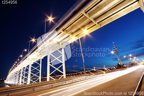 Image of highway under the bridge in macau 