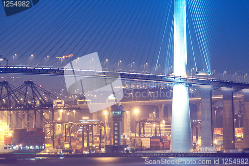 Image of Cargo Terminal and bridge of Hong Kong China 