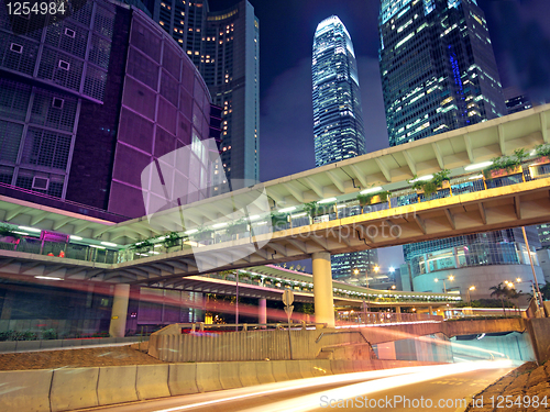 Image of traffic in Hong Kong at night 