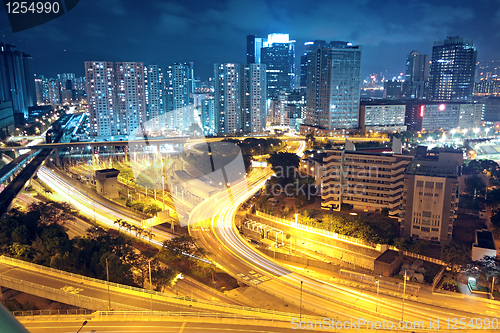 Image of traffic in Hong Kong at night 