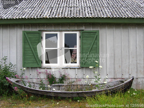 Image of Boat below the window