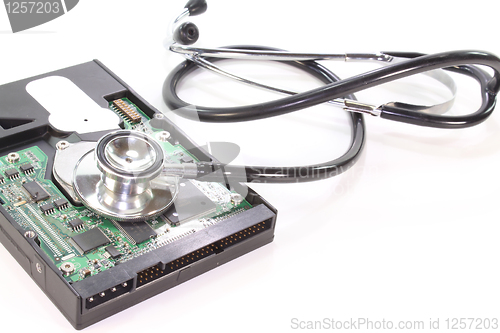 Image of Hard drive with stethoscope