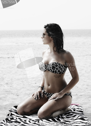 Image of Beautiful woman on the beach