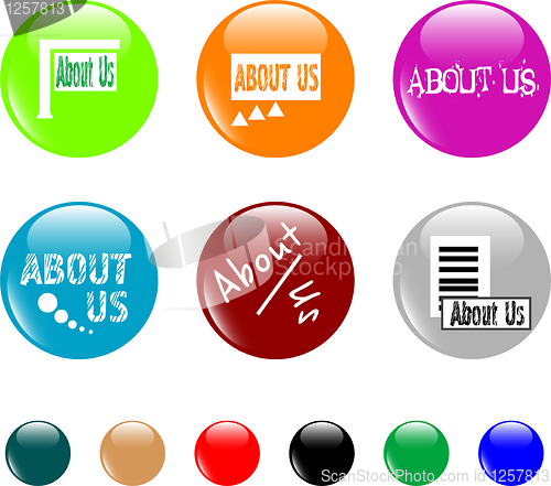 Image of button about us colored icon - vector