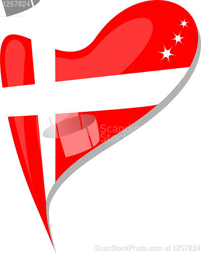 Image of denmark in heart. Icon of denmark national flag. vector