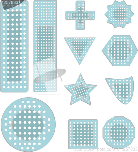 Image of A collection bandaid icons in various shapes sizes
