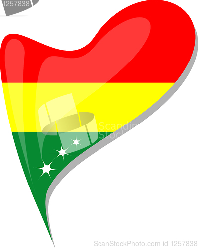 Image of bolivia flag button heart shape. vector