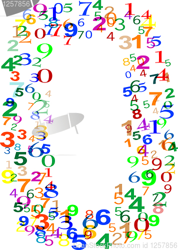 Image of Number Zero made from colorful numbers