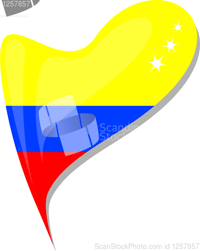 Image of colombia flag button heart shape. vector