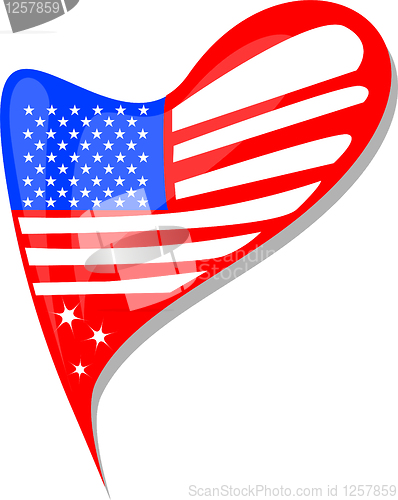 Image of usa flag button heart shape. vector