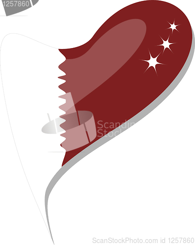 Image of qatar flag button heart shape. vector