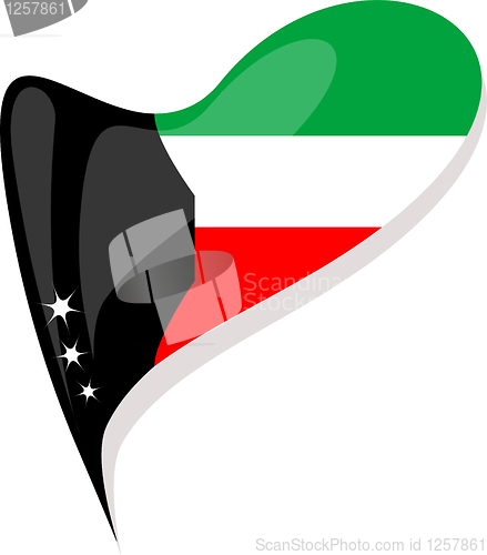 Image of kuwait flag button heart shape. vector