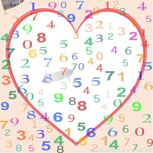 Image of background made from colorful numbers with heart