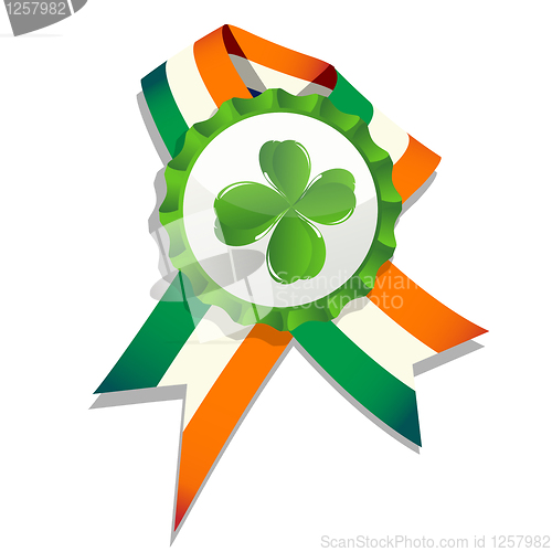 Image of Beer cap with clover leaf and flag