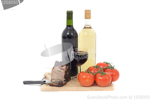 Image of meat and wine 