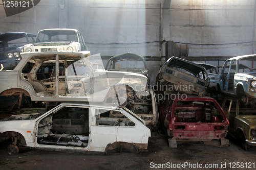 Image of cars is returned for recycling as scrap metal