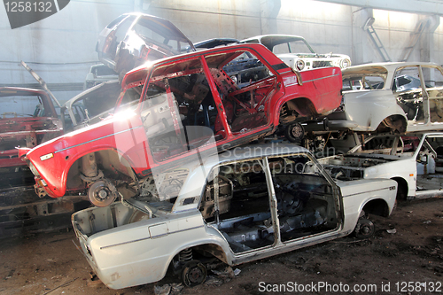 Image of cars is returned for recycling as scrap metal