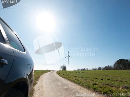 Image of Car and wind turbine