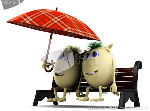 Image of Look on happy puppets under big umbrella
