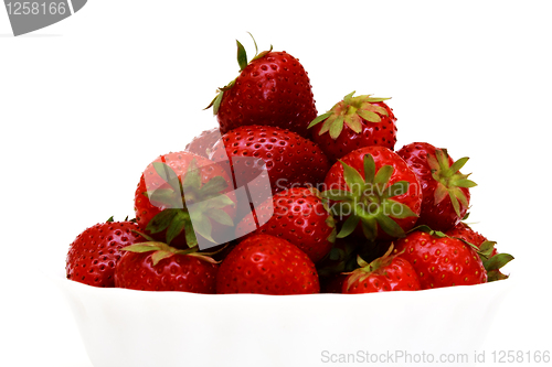 Image of Zoomed foto of strawberry in white studio