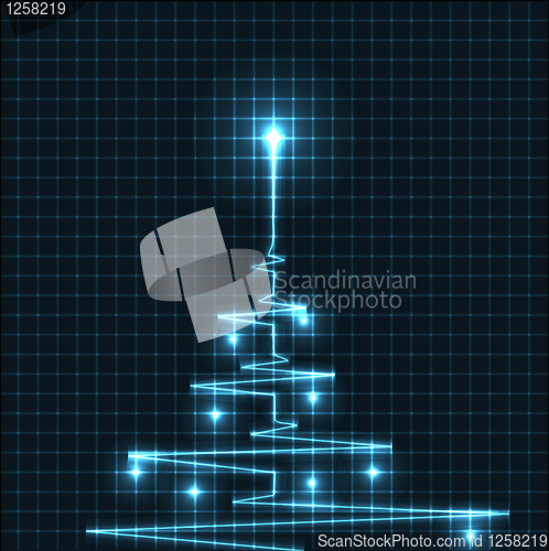 Image of Abstract Christmas tree from heart beats cardiogram illustration - vector