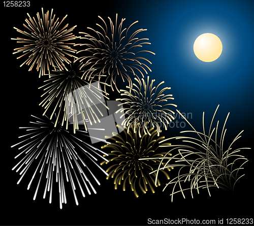 Image of Silver and golden fireworks