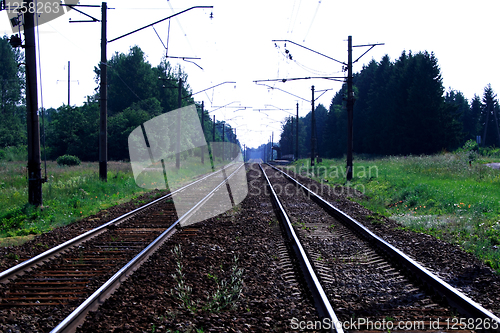 Image of Foto of  two steel rails at summer