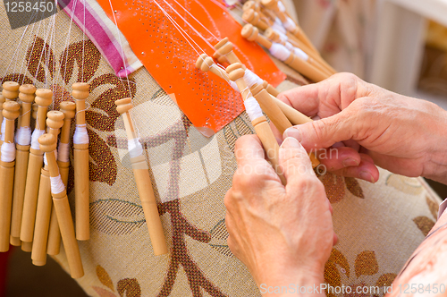 Image of Bobbin lace making