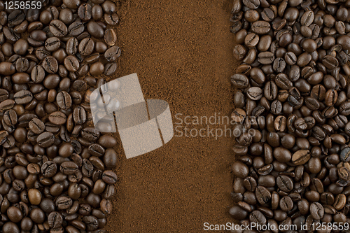 Image of Coffee beans and ground coffee