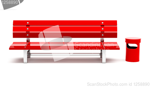 Image of Red bench and bin